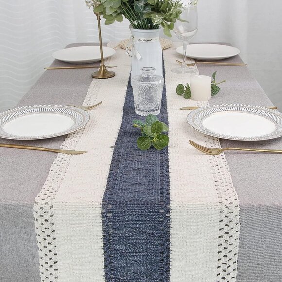 Boho Blue Table Runner 12x72" inches - Picture 2 of 7